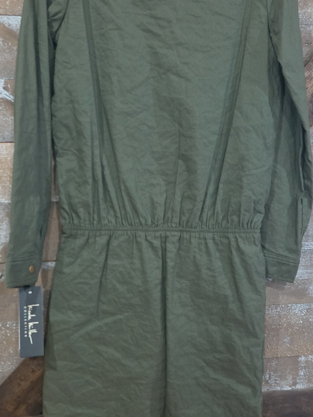 Nicole Miller Olive Green Utility Dress with Lace-Up Front - Picture 2 of 3